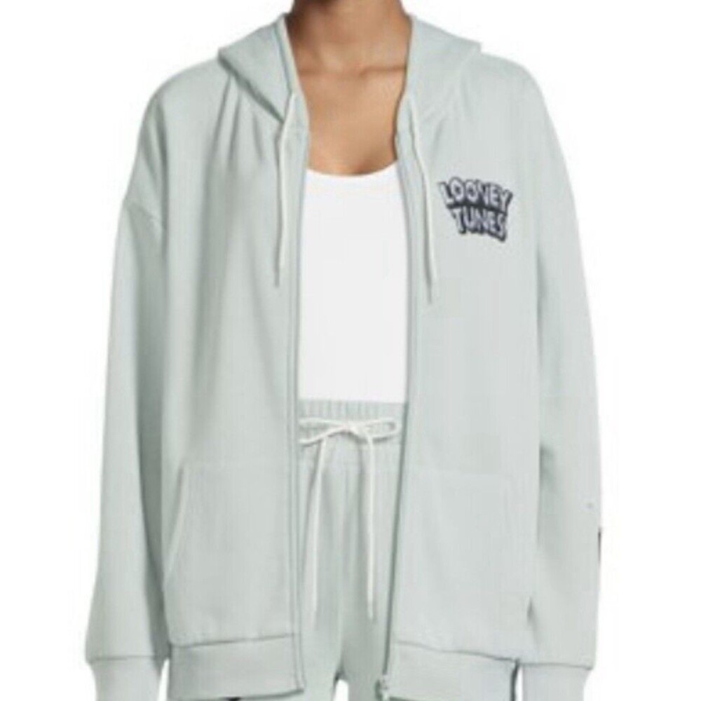 Looney Tunes Women’s Size XL  Full Zip Hoodie Sweatshirt Jade Delight
